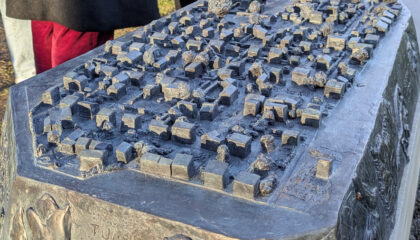 Tastmodell der Schrebergartenanlage im Leipziger Kleingärtnermuseum