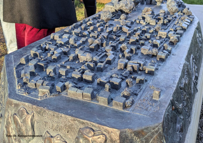 Tastmodell der Schrebergartenanlage im Leipziger Kleingärtnermuseum