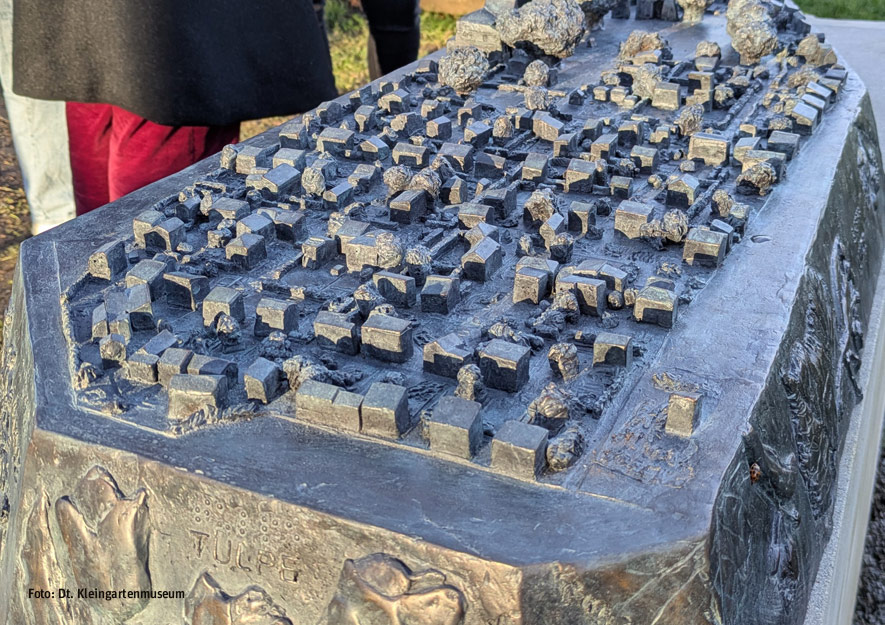 Tastmodell der Schrebergartenanlage im Leipziger Kleingärtnermuseum